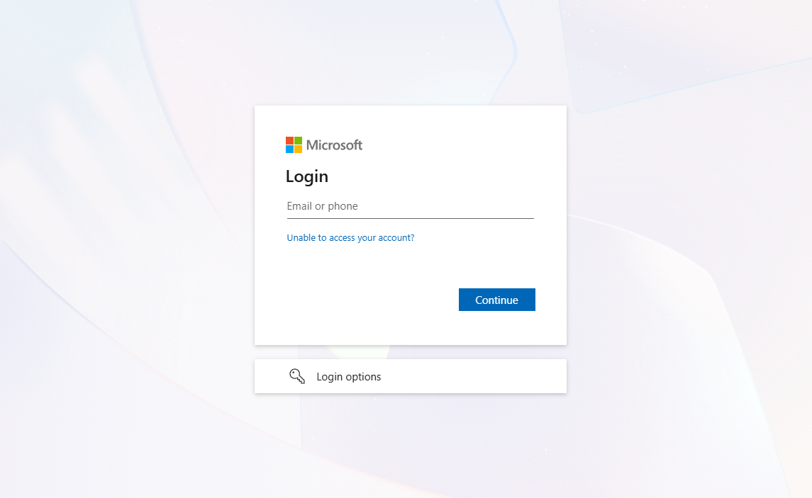 Microsoft login page for the invitee