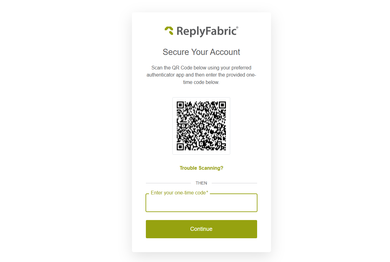 Secure your account screen for the invitee