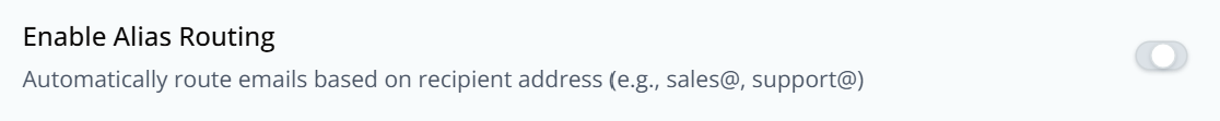 The Enable Alias Routing toggle