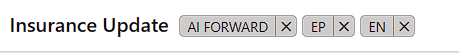 Example of the resulting provider-side labels on a processed email in Outlook: AI FORWARD, EP, EN