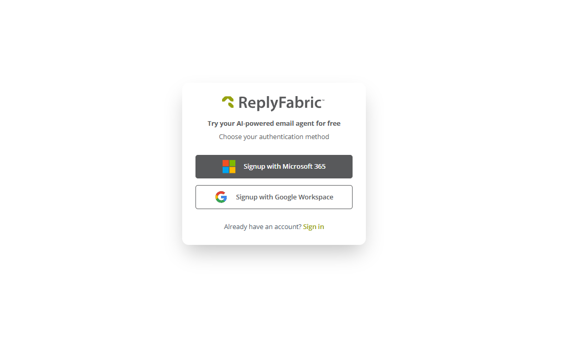 ReplyFabric authentication method selection