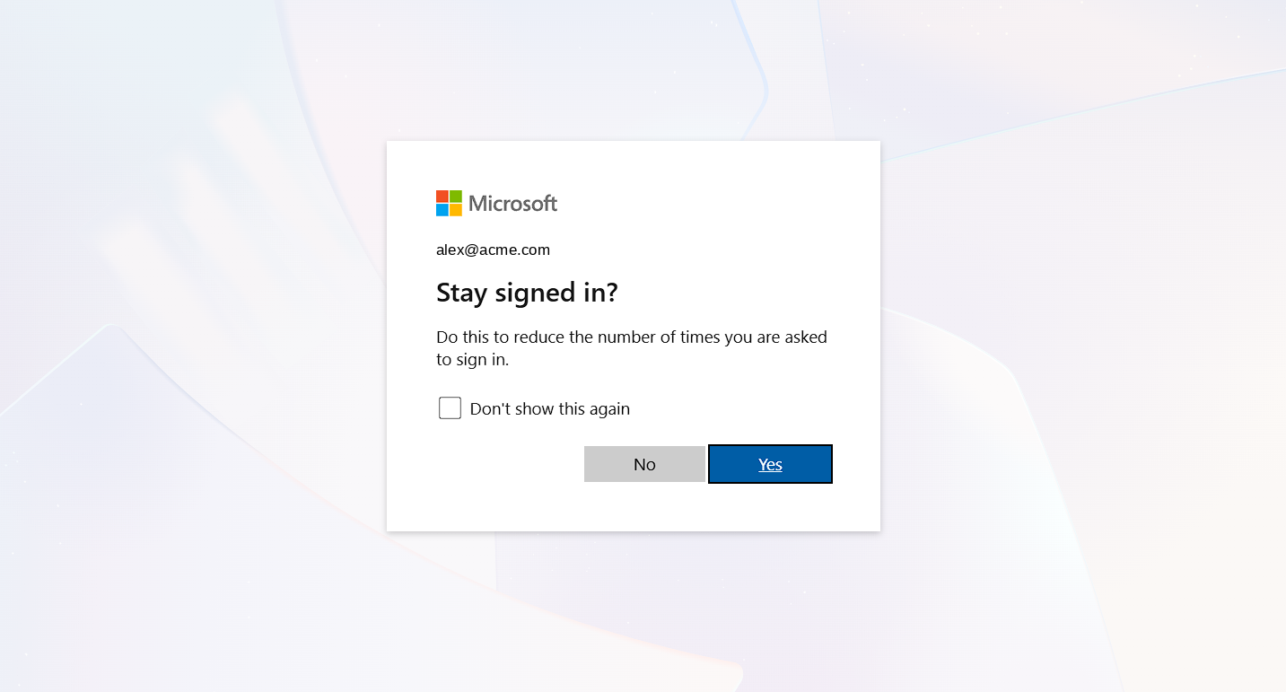 Microsoft stay signed in prompt